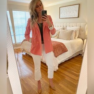 Twelfth Street by Cynthia Vincent Pink Velvety Double Breasted Coat Size Small